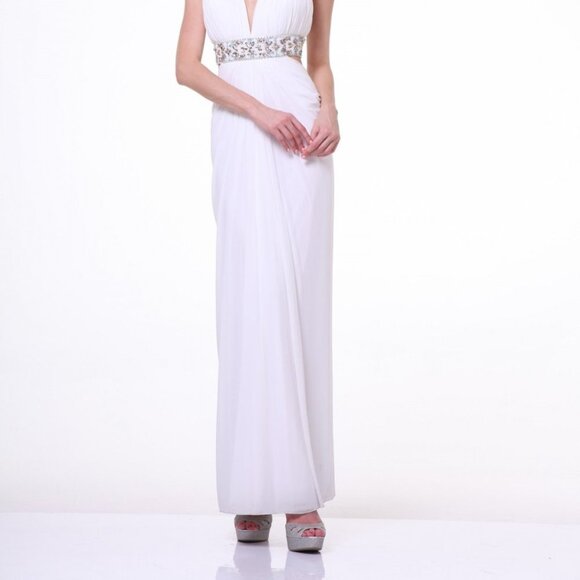 V-Neck Sleeveless Sheath Shape Prom Dress CDJ704 - Picture 4 of 5